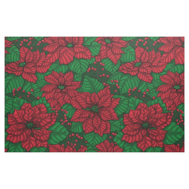 Tela Poinsettia, patrón de Navidades ("Cuarto gordo" (fat quarter))