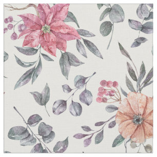 Tela Poinsettias color agua de bonito y eucalipto 