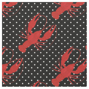 Tela polka de langosta rojo paja negro