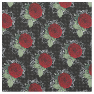 Tela Polka Dot Rosas Gothic Damask Fabric