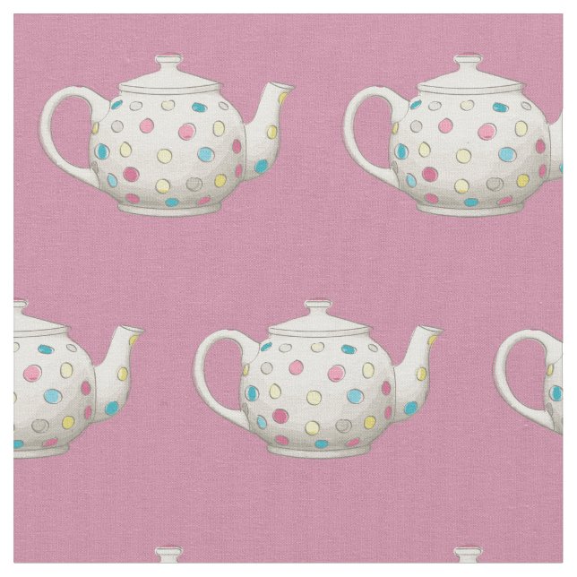 Tela Polka Dot Tea Pot Pink (De cerca)