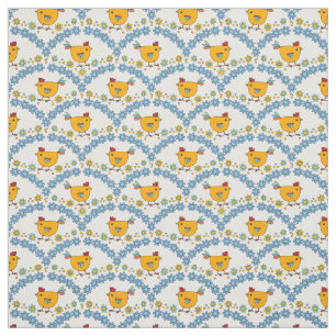 Tela Pollo y flor alegres y modernos