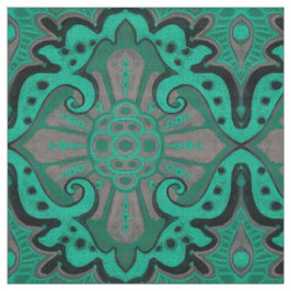 Tela Pomegranato en rodajas, menta y gris, patrón bohem