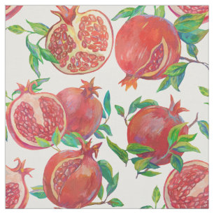 Tela Pomegranato jugoso con hojas
