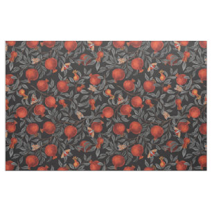 Tela Pomegranatos y motos de bella en rojo y gris