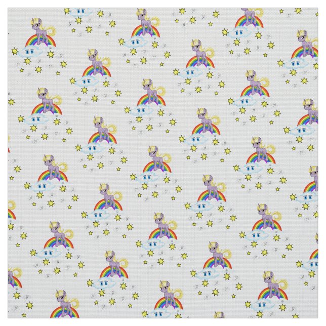 Tela Pony Rainbow Clouds Fabric (Retal)