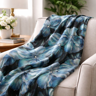 Tela Poppies azul persa himalayos acuarela