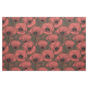 Tela Poppy garden in coral and brown
