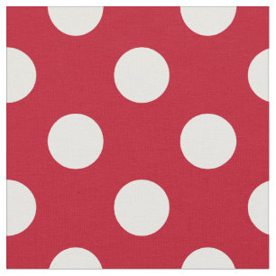 Tela Pos de polka blanca sobre rojo