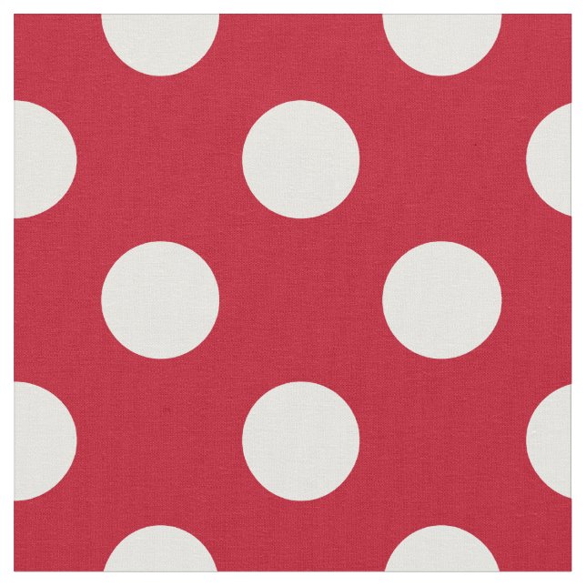 Tela Pos de polka blanca sobre rojo (De cerca)