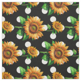 Tela Pos de polka floral de girasol Textiles