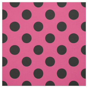 Tela Pos de polka negro en fucsia