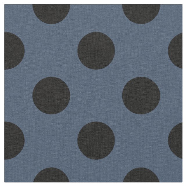 Tela Pos de polka negro sobre gris-azul (De cerca)