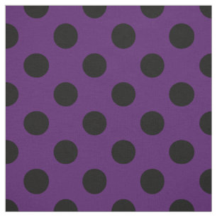 Tela Pos de polka negro sobre púrpura de ciruela