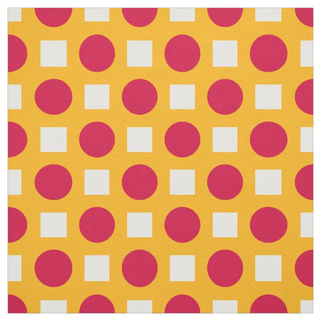 Tela Pos rojos de polka sobre amarillo (Retal)