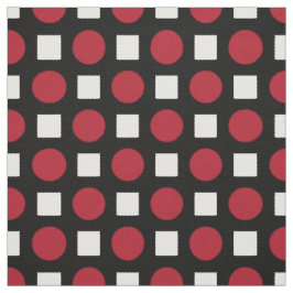 Tela Pos rojos de polka y cuadrados blancos