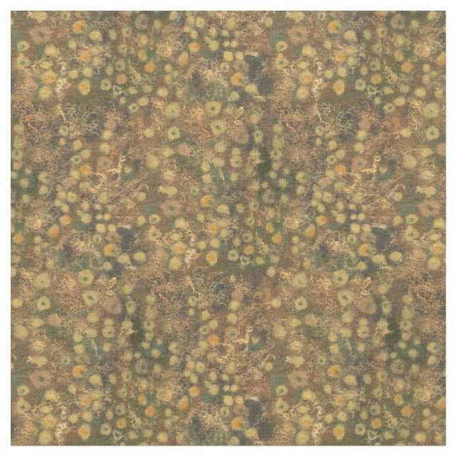 Tela Pradera dorada, floral abstracta, verde oliva (De cerca)