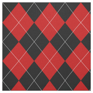 Tela Preppy Argyle Tartán Diamond Plantado Rojo Negro