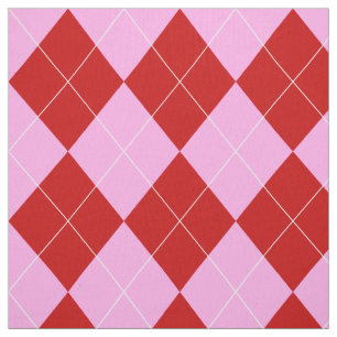 Tela Preppy Argyle Tartán Diamond Plantado Rojo Rosa