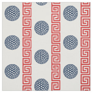 Tela Preppy Golf Greek Key Stripe - Rojo & Azul Marino