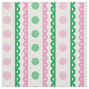 Tela Preppy Scalloped Golf Stripe - Rosa y Verde