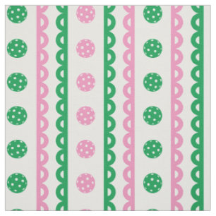 Tela Preppy Scalloped Pickleball Stripe - Rosa y Verde