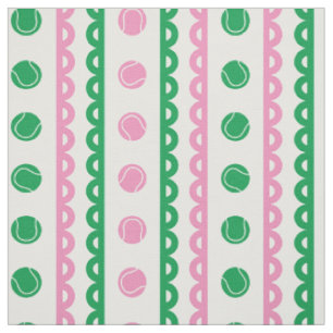 Tela Preppy Scalloped Tennis Stripe - Rosa y Verde