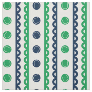 Tela Preppy Scalloped Tennis Stripe - Verde & Azul Mari