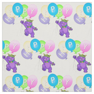Tela Princesa del oso morado feliz con globos