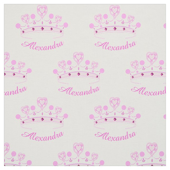 Tela Princesa rosada Crown Custom Name (Retal)