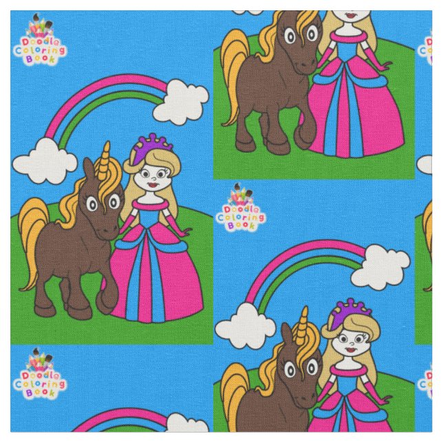Tela princesa y unicornio (De cerca)