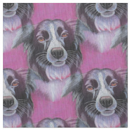 Tela Psicodelia Moon Dog Border Collie Fabric