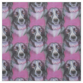 Tela Psicodelia Moon Dog Border Collie Fabric