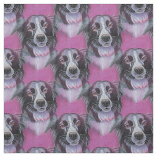 Tela Psicodelia Moon Dog Border Collie Fabric