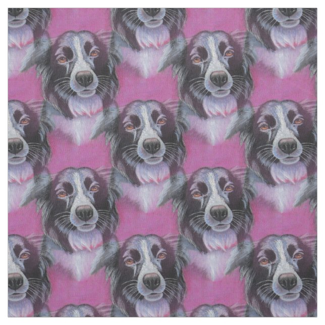 Tela Psicodelia Moon Dog Border Collie Fabric (Retal)