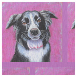 Tela Psicodelia Moon Dog Border Collie Fabric