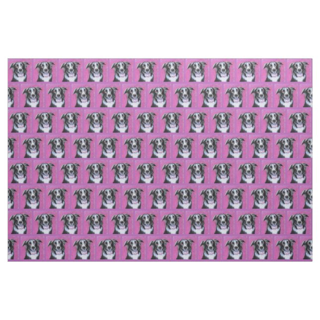 Tela Psicodelia Moon Dog Border Collie Fabric (Yarda)