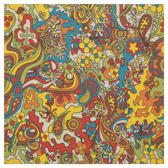 Tela psychedelic flow, retro 70s fabric (Retal)