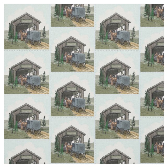 Tela Puente cubierto de Amish (Retal)