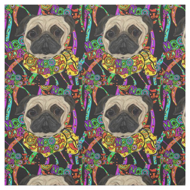 Tela Pug del Cinco de Mayo (Retal)