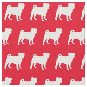 Tela Pug Dog Silhouette Mascota Red