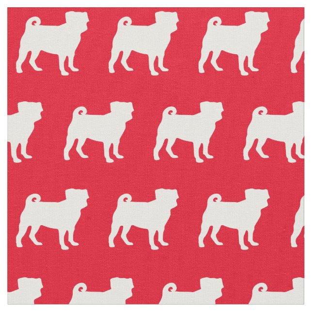 Tela Pug Dog Silhouette Mascota Red (De cerca)
