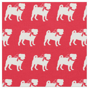 Tela Pug Dog Silhouette Mascota Red
