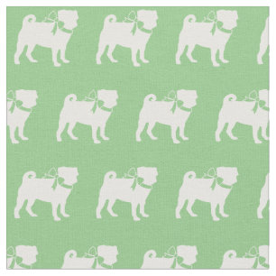 Tela Pug Dog Silhouette Mascota Sage Green