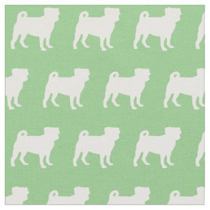 Tela Pug Dog Silhouette Mascota Sage Green