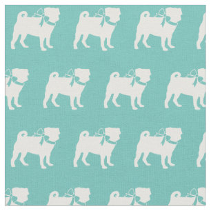 Tela Pug Dog Silhouette Mascota Verde azulado