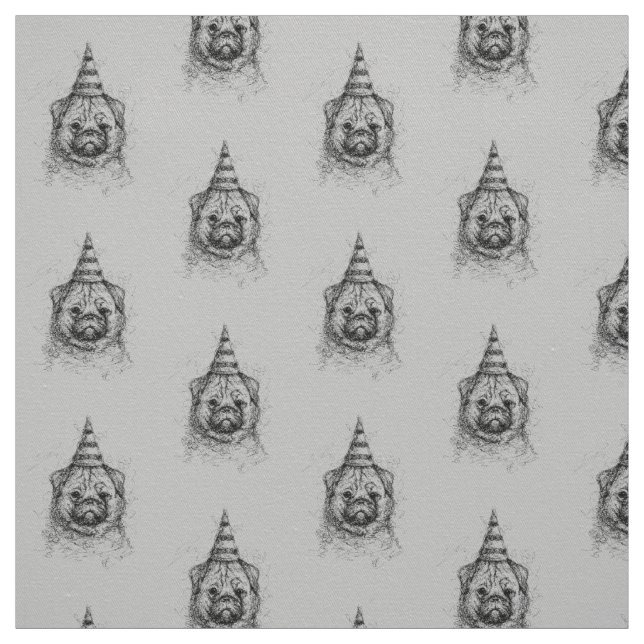 Tela Pug Fiesta Scribble (Retal)