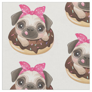 Tela Pug y donut de chocolate