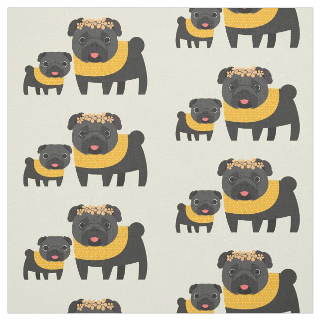 Tela Pugs negros (Retal)