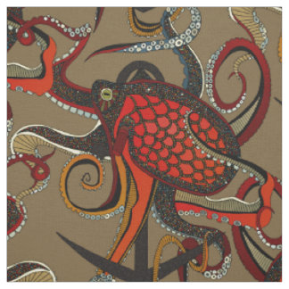 Tela pulpo tinta marrón umber